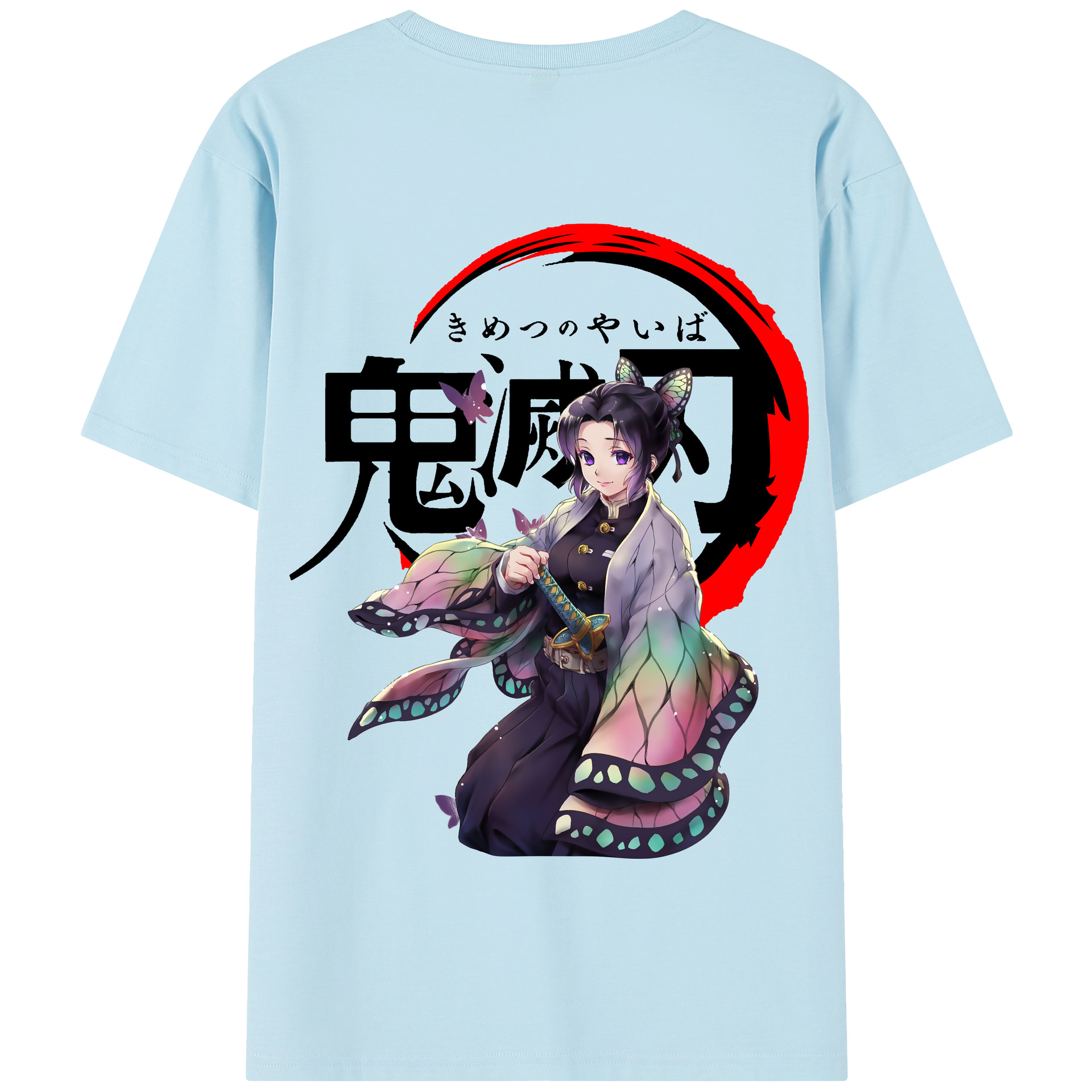 （画像用） 鬼滅の刃（きめつのやいば）蟲柱-胡蝶 しのぶ／こちょう しのぶ Kochou Shinobu 綿100％半袖Tシャツ（背面プリント）